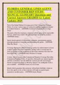 FLORIDA GENERAL LINES AGENT AND CUSTOMER REP STUDY MANUAL GLOSSARY Questions and