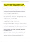 Early Childhood Development Final Exam Question and answers rated A&plus;