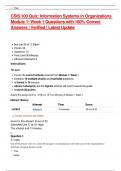 CSIS 100 Quiz&colon; Information Systems in Organizations Module 1&colon; Week 1 Questions with 100&percnt; Correct Answers &vert; Verified &vert; Latest Update