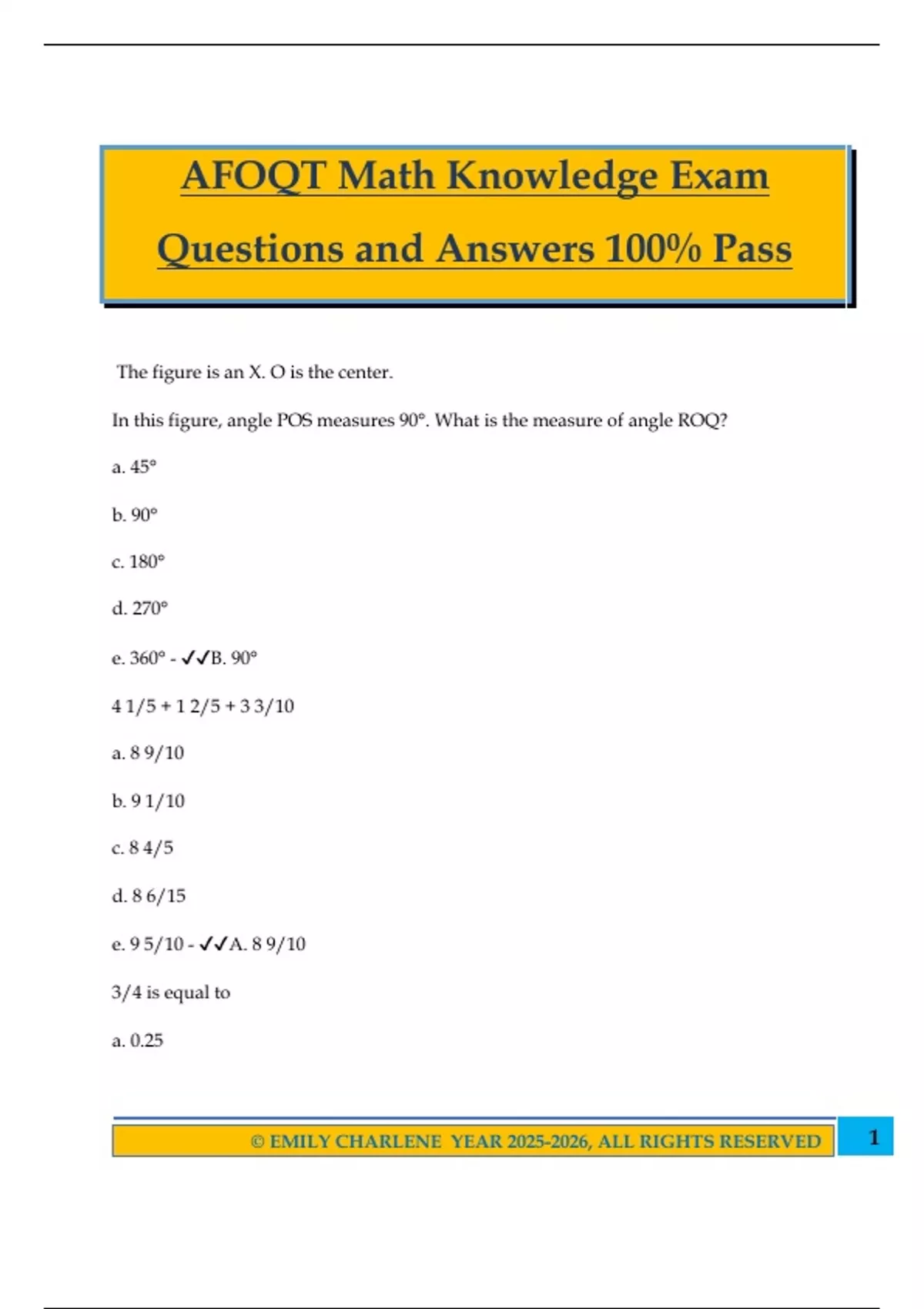 AFOQT Math Knowledge Exam Questions and Answers 100% Pass - AFOQT ...