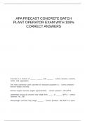 APA PRECAST CONCRETE BATCH PLANT OPERATOR EXAM WITH 100&percnt; CORRECT ANSWERS