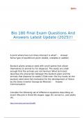 Bio 180 Final Exam Questions And Answers Latest Update &lpar;2025&rpar;&excl;&excl;