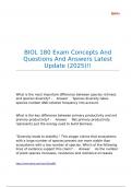 BIOL 180 Exam Concepts And Questions And Answers Latest Update &lpar;2025&rpar;&excl;&excl;