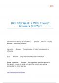 Biol 180 Week 2 With Correct Answers &lpar;2025&rpar;&excl;&excl;
