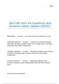 Biol 180 Quiz -4 Questions And Answers Latest Update &lpar;2025&rpar;&excl;&excl;