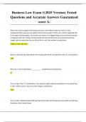 Business Law Exam 1&lpar;2025 Version&rpar; Tested Questions and Accurate Answers Guaranteed score A&period;