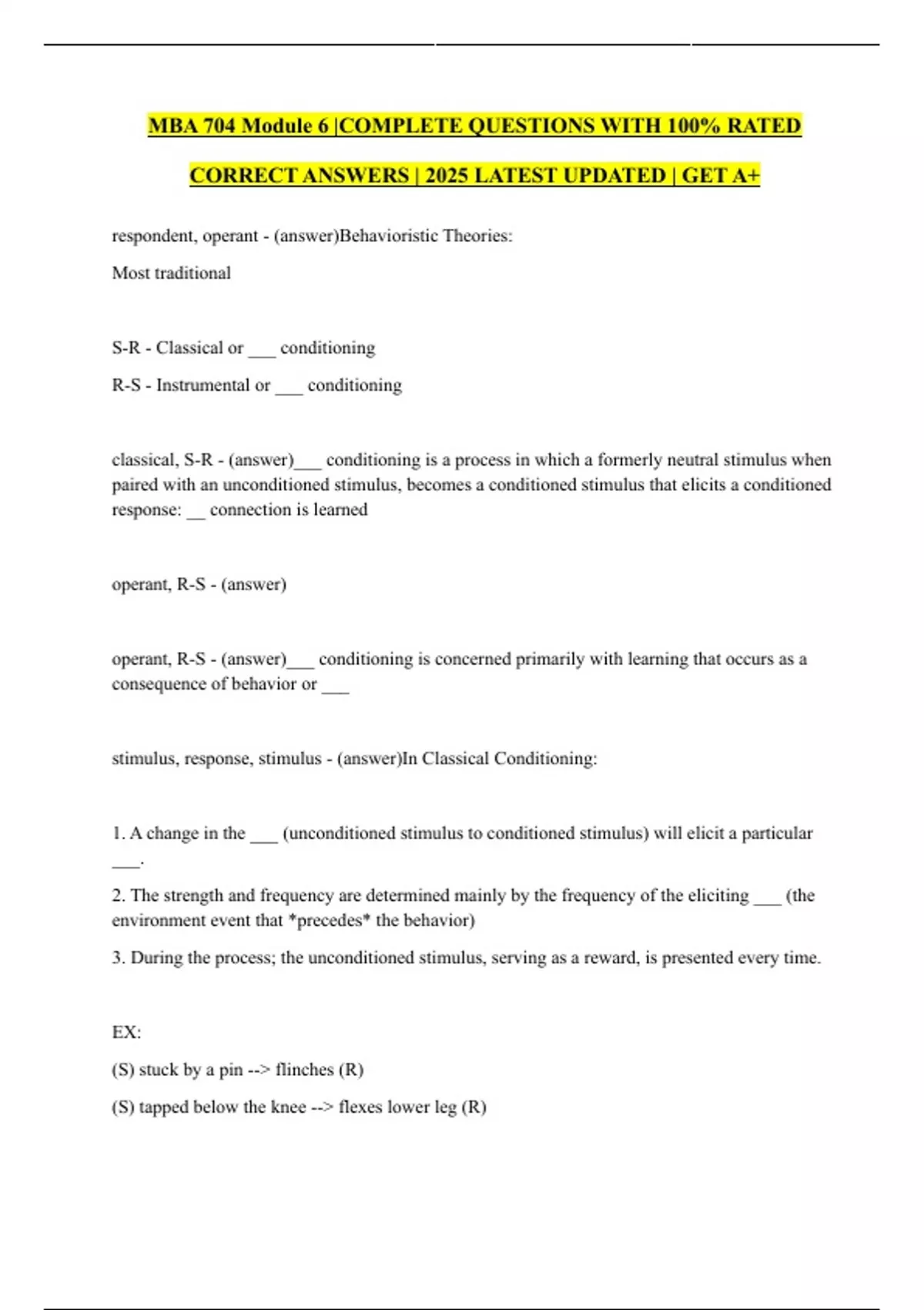 Mba 704 Module 6 Complete Questions With 100 Rated Correct Answers