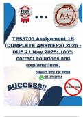 TPS3703 Assignment 1B &lpar;COMPLETE ANSWERS&rpar; 2025 - DUE 21 May 2025