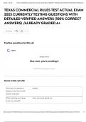 TEXAS COMMERCIAL RULES TEST ACTUAL EXAM 2025 CURRENTLY TESTING QUESTIONS WITH DETAILED VERIFIED ANSWERS &lpar;100&percnt; CORRECT ANSWERS&rpar; &sol;ALREADY GRADED A&plus;