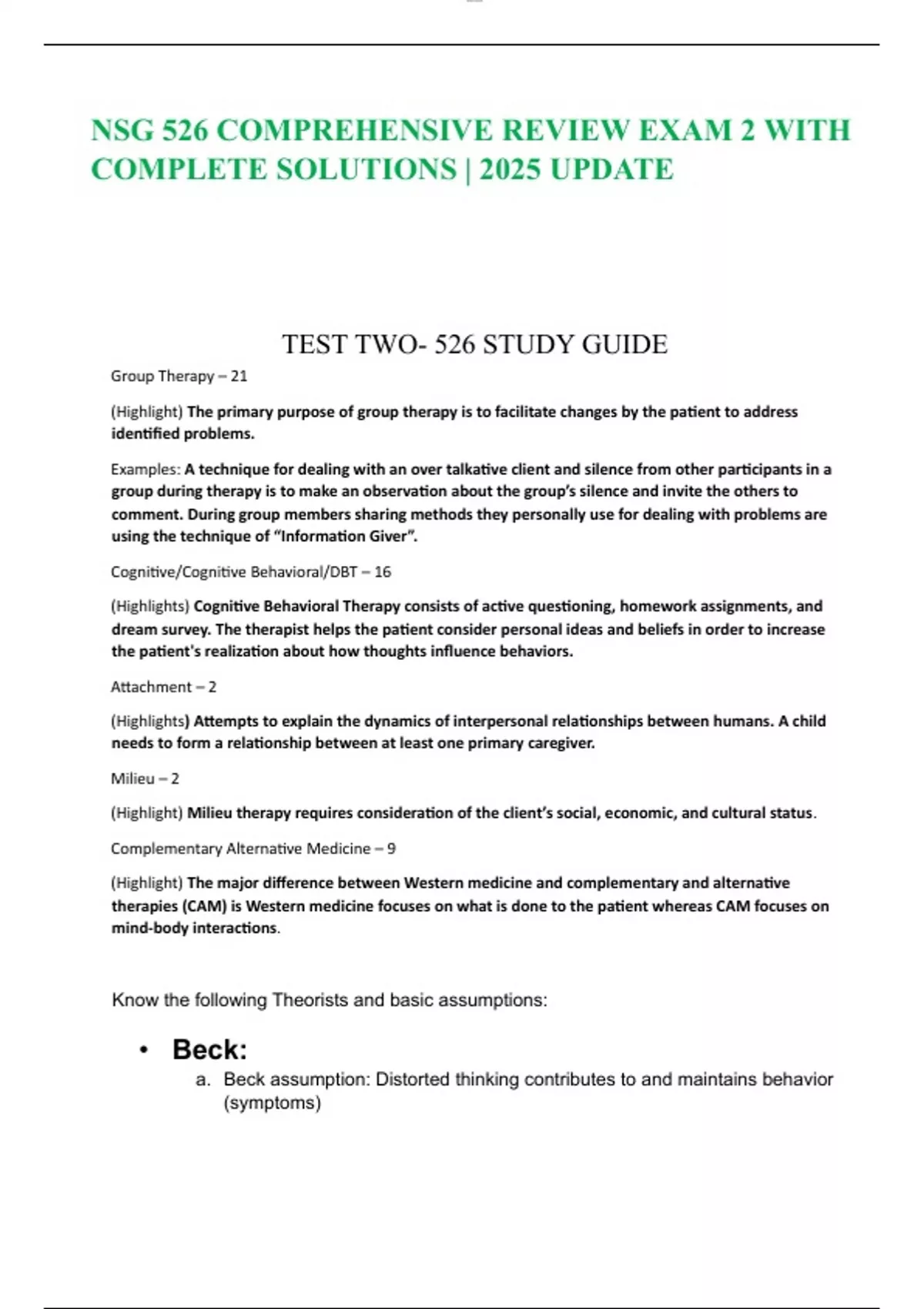NSG 526 COMPREHENSIVE REVIEW EXAM 2 WITH COMPLETE SOLUTIONS | 2025 ...