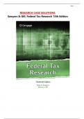 Research Case Solutions - Sawyers & Gill&comma; Federal Tax Research 13th Edition&comma; Verified Chapters 1 - 13