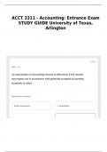 ACCT 3311 - Accounting&colon; Entrance Exam STUDY GUIDE University of Texas&comma; Arlington