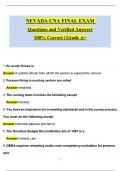 NEVADA CNA FINAL EXAM &lpar;2025 &sol; 2026 Update&rpar; Questions and Verified Answers &vert; 100&percnt; Correct &vert; Grade A&plus;
