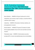 AU 60&colon; Evaluating Commercial  Underwriting Risks 2024&sol;2025 Exam  Questions with 100&percnt; Correct Answers &vert;  Latest Update 