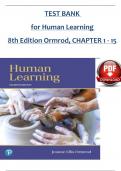 TEST BANK for Human Learning 8th Edition Ormrod&comma;CHAPTER 1 - 15