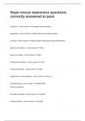 Rope rescue awareness questions correctly answered to pass