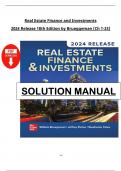 Solution Manual for Real Estate Finance and Investments 2024 Release 18th Edition by Brueggeman&comma; &lpar;Chapter 1 - 23&rpar; > Pdf File <