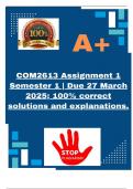 COM2613 Assignment 1 Semester 1 &vert; Due 27 March 2025&semi; 100&percnt; correct solutions and explanations&period;