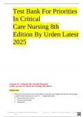 Test Bank For Priorities In Critical Care Nursing 8th Edition By Urden 
