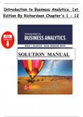 Solution manual for Introduction to Business Analytics&comma; 1st Edition by Richardson and Watson&comma; Chapter 1 to 12 complete editon