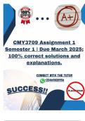 CMY3709 Assignment 1 Semester 1 &vert; Due March 2025&semi; correct solutions and explanations&period;