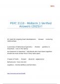 PSYC 2110 - Midterm 1 Verified Answers &lpar;2025&rpar;&excl;&excl;