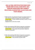 2024 ALTIMA CERTIFICATION EXAM 2025&vert;  BRAND NEW ACTUAL EXAM WITH 100&percnt;  VERIFIED QUESTIONS AND CORRECT  SOLUTIONS&vert; GUARANTEED VALUE PACK&vert; ACE  YOUR GRADES&period;