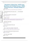 Respiratory Critical Care -ACCS exam Questions and Verified Answers &lpar;100&percnt;  Correct Answers&rpar; &sol;Already Graded A&plus;