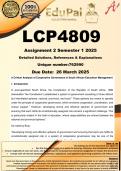 LCP4809 Assignment 2 &lpar;COMPLETE ANSWERS&rpar; Semester 1 2025 &lpar;762990&rpar; - DUE 26 March 2025