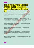TCEQ IRRIGATION LICENSE STUDY GUIDE with 100&percnt; updated answers&period; Give it a try
