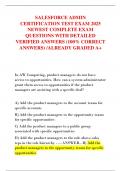 SALESFORCE ADMIN  CERTIFICATION TEST EXAM 2025  NEWEST COMPLETE EXAM  QUESTIONS WITH DETAILED  VERIFIED ANSWERS &lpar;100&percnt; CORRECT  ANSWERS&rpar; &sol;ALREADY GRADED A&plus; 