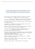 Crowd Management Certification Final Exam Questions And Correct Answers