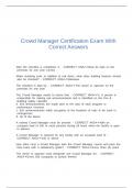 Crowd Manager Certification Exam With Correct Answers