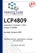 LCP4809 Assignment 2 &lpar;DETAILED ANSWERS&rpar; Semester 1 2025 - DISTINCTION GUARANTEED