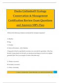 Ducks Unlimited&reg; Ecology Conservation & Management Certification Review Exam Questions and Answers 100&percnt; Pass