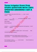 Texas Irrigator Exam Prep STUDY QUESTION WITH 100&percnt; UPDATED ANSWERS&excl;&excl; GET A PASS