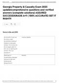 Georgia Property & Casualty Exam 2025 update&vert;comprehensive questions and verified answers &lpar;complete solutions&rpar; ASSURED SUCCESS&vert;GRADE A&plus;&excl;&excl; &lpar; 100&percnt; ACCURATE&rpar; GET IT RIGHT&excl;&excl;