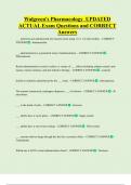 Walgreen's Pharmacology  UPDATED   ACTUAL Exam Questions and CORRECT  Answers 