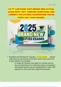 CA PT LAW EXAM 2025&vert; BRAND NEW ACTUAL  EXAM WITH 100&percnt; VERIFIED QUESTIONS AND  CORRECT SOLUTIONS&vert; GUARANTEED VALUE  PACK&vert; ACE YOUR GRADES&period;