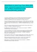 2024&sol;25&vert;ACLS AHA Post-Test &vert;2024-2025  latest version&vert;Comprehensive questions  and verified answers&sol;accurate  solutions&vert;Already graded A&plus;