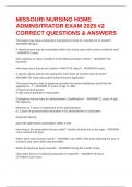MISSOURI NURSING HOME ADMINSITRATOR EXAM 2025 &num;2 CORRECT QUESTIONS & ANSWERS