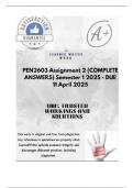 PEN2603 Assignment 2 &lpar;COMPLETE ANSWERS&rpar; Semester 1 2025 - DUE 11 April 2025&semi; 100&percnt; TRUSTED Complete&comma; trusted solutions and explanations&period;