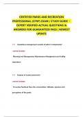 CERTIFIED PARKS AND RECREATION PROFESSIONAL &lpar;CPRP&rpar; EXAM &sol; STUDY GUIDE &ndash; EXPERT VERIFIED ACTUAL QUESTIONS & ANSWERS FOR GUARANTEED PASS &vert; NEWEST UPDATE