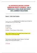 NJ DEFENSIVE DRIVING COURSE  &lpar;AMERICAN SAFETY COUNCIL&rpar; - ALL 4  MODULES & FINAL EXAM 2025 WITH  100&percnt; CORRECT SOLUTIONS