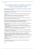 CALIFORNIA DENTAL HYGIENE LAW AND ETHICS EXAM NEWEST 2025