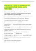 MISSOURI STATE NURSING HOME ADMINISTRATOR EXAM 100&percnt; VERIFIED