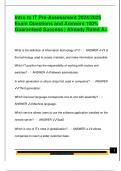 Intro to IT Pre-Assessment 2024&sol;2025  Exam Questions and Answers 100&percnt;  Guaranteed Success &vert; Already Rated A&plus;