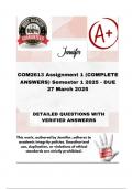 COM2613 Assignment 1 &lpar;COMPLETE ANSWERS&rpar; Semester 1 2025 - DUE 27 March 2025&semi; 100&percnt; correct solutions and explanations&period; 