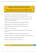 Virginia Biology SOL Review Questions and Answers 100&percnt; Pass