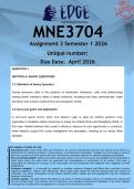 MNE3704 Assignment 2 &lpar;ANSWERS&rpar; Semester 1 2026 - DISTINCTION GUARANTEED
